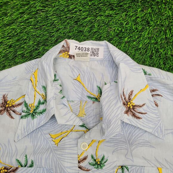Vintage 70s Hawaiian Aloha Button Shirt Large 23x27 AOP USA - Picture 9 of 12